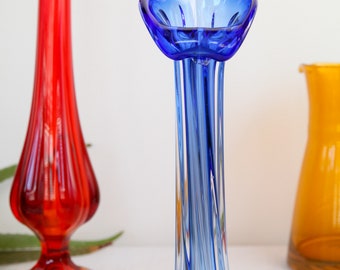 1960s blue jack in the pulpit art glass vase