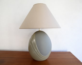 Vintage 1980s blue and green egg shaped lamp