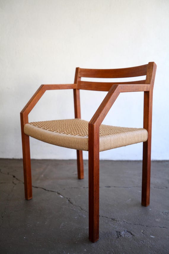 JL Moller #404 chairs with cord seats - three available - one armchair, two side chairs