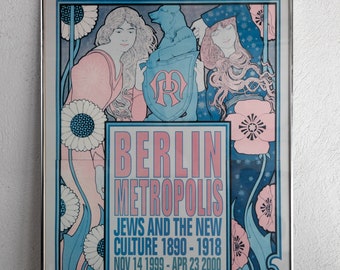 Vintage poster for &quot;Berlin Metropolis&quot; show at the Jewish Museum (1999-2000), framed and mounted behind glass