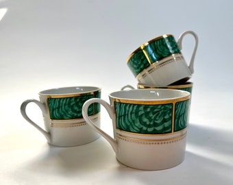 Set of four “Imperial Malachite” coffee mugs / teacups from Georges Briard