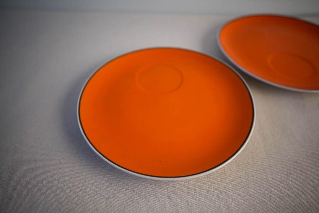 Replacement MCM Orange Porcelain Espresso Saucers by Schmid - Two