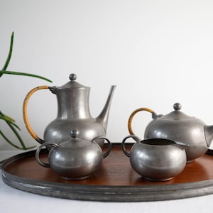 Vintage MCM pewter coffee and tea service by Royal Holland