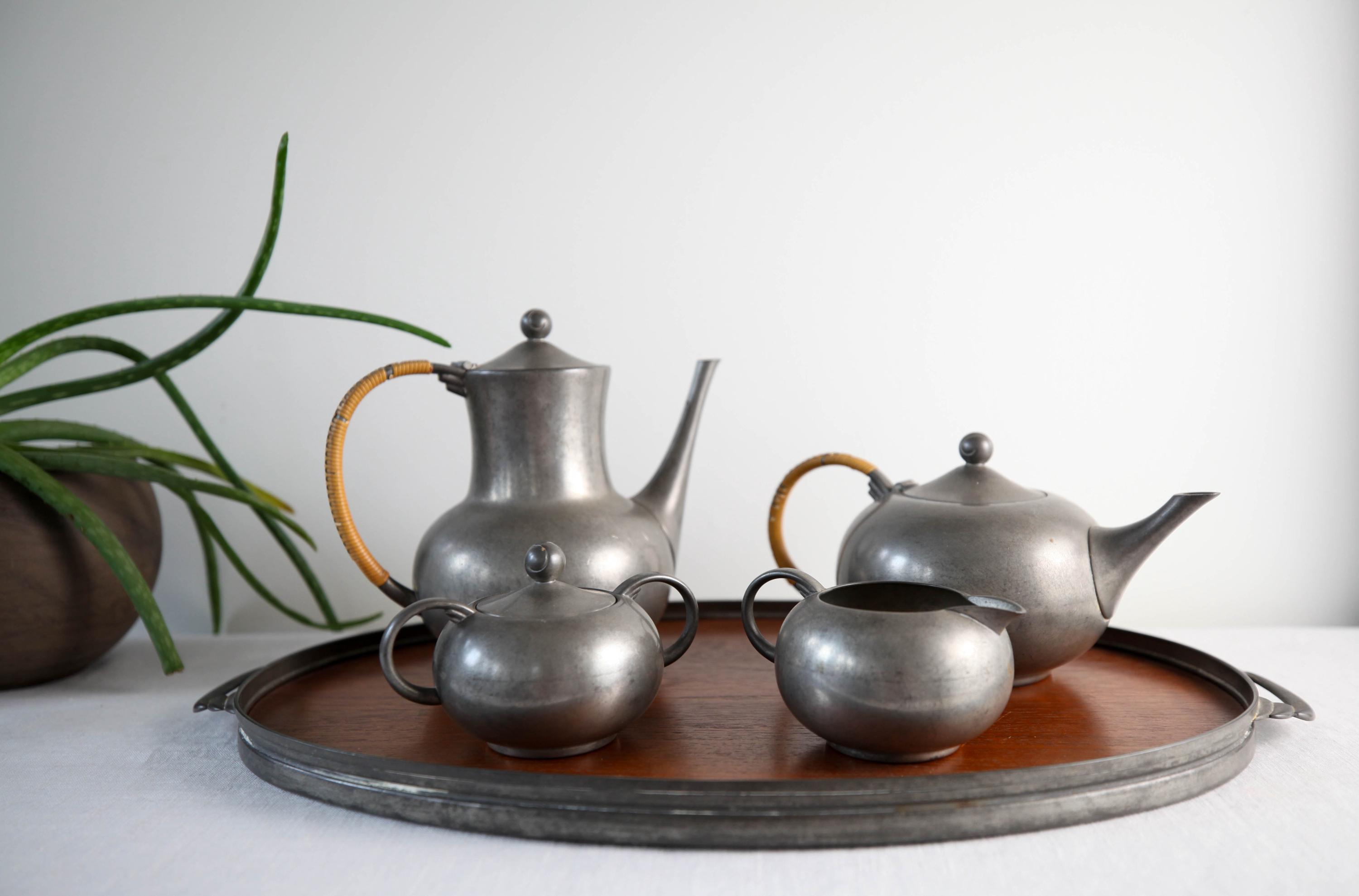 Pewter Tea Set With Tray - Etsy