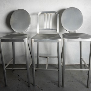 Vintage authentic Emeco aluminum bar stools - various available