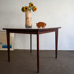 Vintage mid century modern square walnut and white laminate dining table
