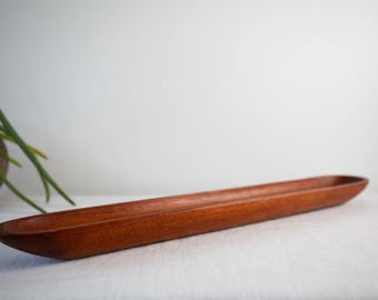 Long vintage Danish modern teak dish or tray