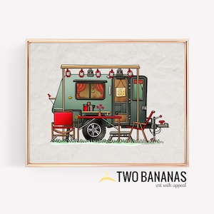 Trek Travel Pods / Remolque de viaje / Camper Van / Vanlife / Happy Camper Art Print / Caprichoso / Camper Print Wall Decor / Glamping Decor