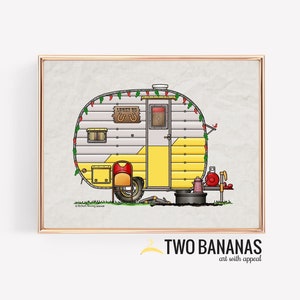 Little Western Camper | Travel Trailer | Camper Van | Vanlife | Happy Camper Art Print| Whimsical | Camper Print Wall Decor | Glamping Decor