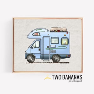 Over Cab Camper | Travel Trailer | Camper Van | Vanlife | Happy Camper Art Print | Whimsical | Camper Print Wall Decor | Glamping Decor