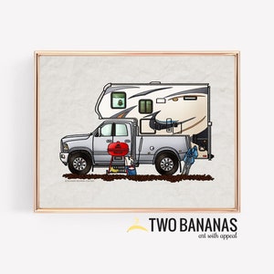 Lance Class C Camper | Travel Trailer | Camper Van | Vanlife | Happy Camper Art Print | Whimsical | Camper Print Wall Decor | Glamping Decor