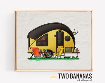 Alto Teardrop Trailer | Safari Condo | Camper Van | Vanlife | Happy Camper Art Print | Whimsical | Camper Print Wall Decor | Glamping Decor