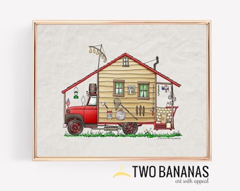 Redneck Camper | Travel Trailer | Camper Van | Vanlife | Happy Camper Art Print| Whimsical | Camper Print Wall Decor | Glamping Decor