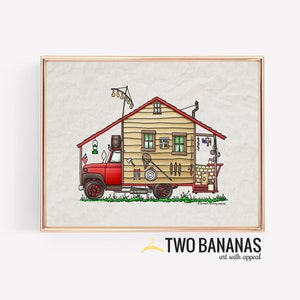 Redneck Camper | Travel Trailer | Camper Van | Vanlife | Happy Camper Art Print| Whimsical | Camper Print Wall Decor | Glamping Decor