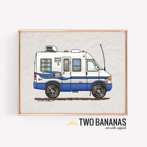Rialta Camper RV Art | Travel Trailer | Camper Van | Vanlife | Happy Camper Art Print | Whimsical | Camper Print Wall Decor | Glamping Decor