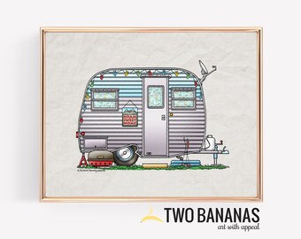 Serro Scotty Canned Ham | Travel Trailer | Camper Van | Vanlife | Happy Camper Print | Whimsical | Camper Print Wall Decor | Glamping Decor