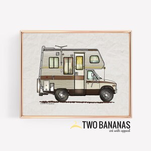 CLASS C RV Camper | Travel Trailer | Camper Van | Vanlife | Happy Camper Art Print | Whimsical | Camper Print Wall Decor | Glamping Decor