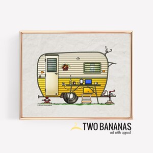 Caravana con jamón enlatado Aloha / Remolque de viaje / Furgoneta camper / Vanlife / Impresión de caravana feliz / Caprichosa / Decoración de pared con impresión de caravana / Decoración glamping