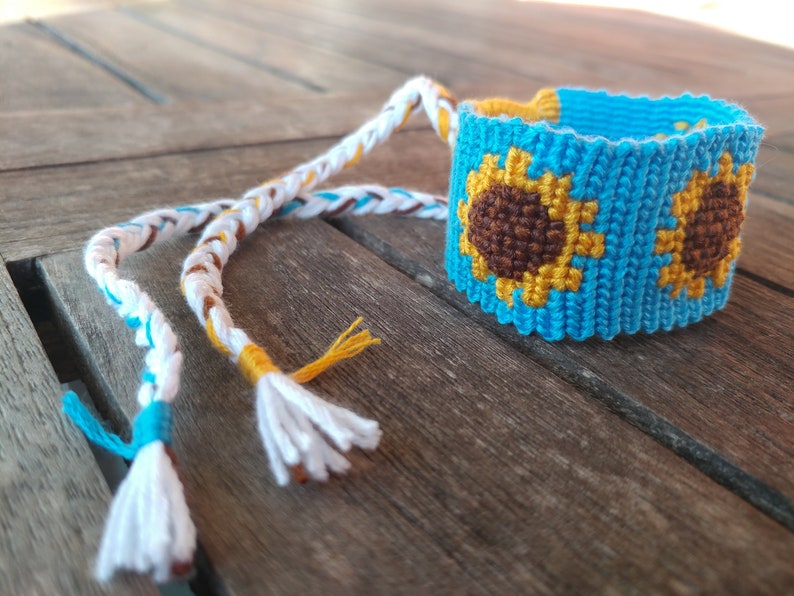 Sunflower Friendship Bracelet Wide Woven Flower Bracelet/ Etsy
