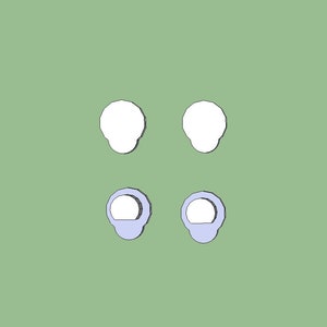 May include: Four white ceramic knobs with a raised design. Two knobs have a white finish and two knobs have a light blue finish.