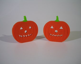 Set of two OE-Tech rubber reel to reel spool holders retainers Halloween Jack o' Lantern Pumpkin Made in the USA