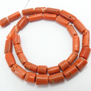 Natural Red Coral Smooth Tube Shape Bead 14Inch Strand 10X8 To 10X6MM Approx Wholesaler Supplies New Arrival/BK-1