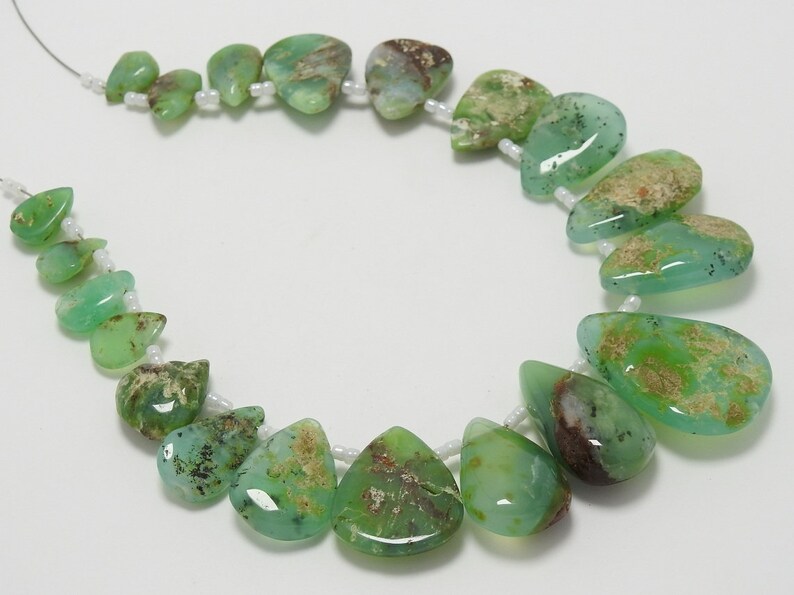 CHRYSOPRASE 1.Strand 20 Pieces Smooth Drops Shape Briolettes 30X23 To 11X8 MM Approx 100/% Natural Nice Quality Discounted Price New Arrival