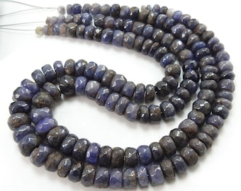 Blue Sapphire Multi Shaded Faceted Roundel Beads/Handmade Gemstone/10Inches Strand/8X5 TO 3X2 MM Approx/For Jewelry Makers/100%Natural/WM