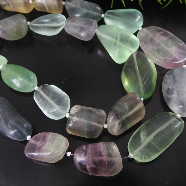 Multi Fluorite Smooth Tumble Nuggets Beads,12Piece 19X11To11X8MM Approx,Wholesaler,Supplies,BSJ-TU5