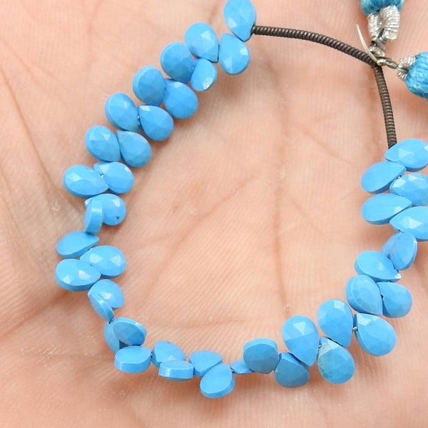 Synthetic Turquoise Teardrop Briolette Beads Synthetic Turquoise Tear Drop Faceted Polished Gemstone. Size 5X3 MM