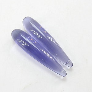 Iolite Blue Quartz Smooth Elongated Drop/Glass/Hydro/For Making Jewelry/One Matched Pair/35MM Long Approx/BSJ-QA