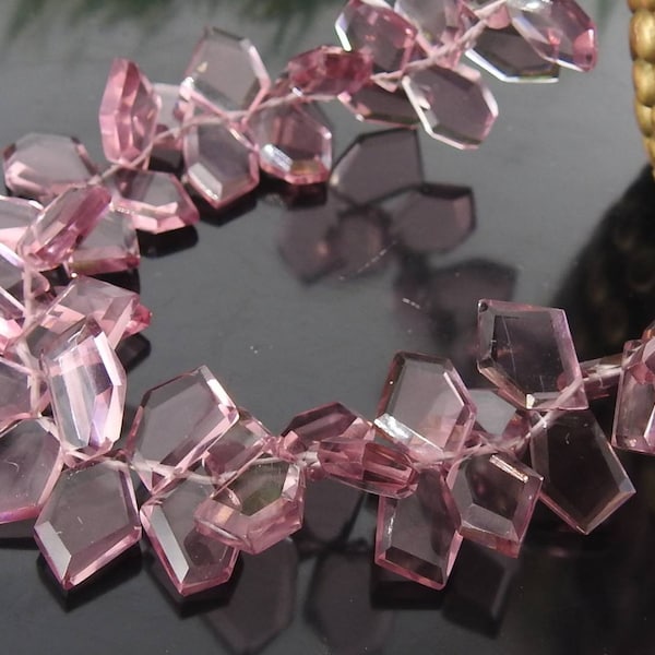 Kunzite Pink Hydro Quartz Briolette/Faceted/Fancy/Hut/Pentagon/Trapezoid/Marquise/Crown Cut/Teardrop 14Piece 12X8To11X7MM (BSJ)