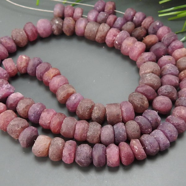 100%Natural Ruby Smooth Roundel Beads,Matte Polished,Handmade,Loose Stone,Irregular Shape,For Jewelry Making 16Inch Strand BSJ-B2