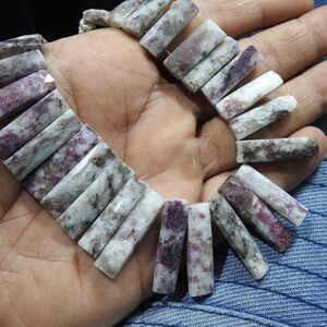 8Inch pink lepidolite Faceted Fancy Shape Briolette 30X7 To 18X7 MM Approx 100% Natural Fine Quality Wholesale Price (BSJ) BR9
