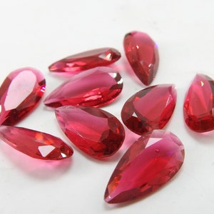 Rubilite Pink Quartz Cut Stone Faceted Teardrop Loose Stone / 2 Matched Pair,16X8MM Approx (BSJ) QC-1