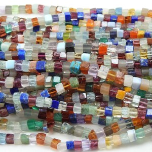 Mix Gemstone Smooth Cube Box Shape Beads/For Making Jewelry/16Inches 3-4MM Approx/Wholesaler/Supplies/Natural Stone/BSJ-CB2