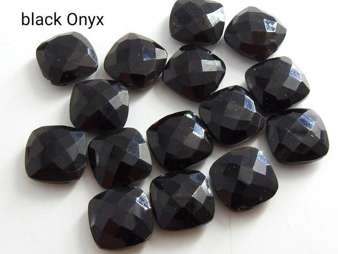 Reserved Black Onyx Faceted Cushions Earring Pair Handmade