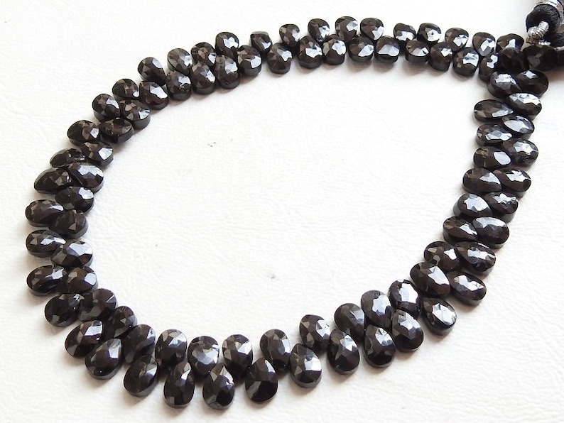 bsj BLACK SPINEL 1.Strand 10 Faceted Drops Shape Briolettes 7X5 MM Approx 100/% Natural Beautiful Quality Discounted Price New Arrival