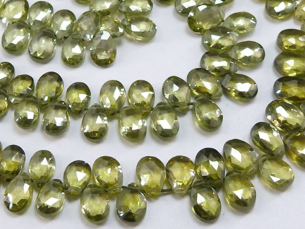 お買い得商店街 Peridot Green Stone Teardrops,drop,loose Faceted Zircon アンティーク雑貨