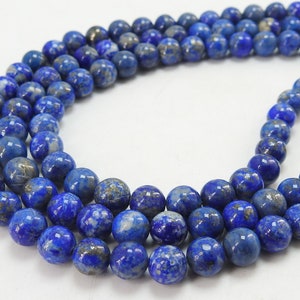 Lapis Lazuli Smooth Spheres Ball Round Beads/12Inches Strand/100%Natural/WB-5