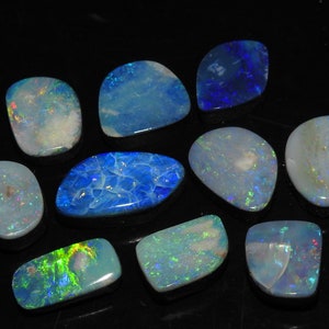 Australian Opal Doublet Multi Fire Smooth Fancy Shape Cabochon Lot/10Pieces 15X8 TO 10X7 MM Long Approx
