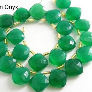 Green Onyx Faceted Cushions Earring Pair Handmade Loose Bead For Making Jewelry Wholesaler Supplies 10Piece 12X12MM BSJ-CY1