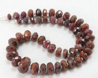 Ruby Faceted Roundel Beads/For Making Jewelry/12X6 MM Approx/12Inches Strand/100%Natural/WM