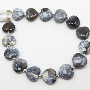 Perles en forme de coeur lisses opale dendrite/pierre lâche faite main/pour faire des bijoux/brin de 15 pièces 12 x 12 MM/MS