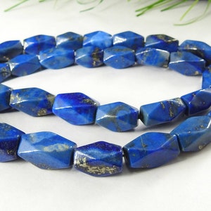 Beautiful Lapis Lazuli 9&quot;Inch Fancy Hexagon Shape Beads 15X7 To 10X4 MM approx New Arrival 100%Natural bsj-B3