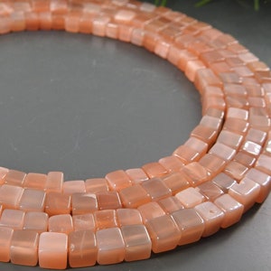 100%Natural 16Inch Strand Peach Moonstone Smooth Cube,Box,Handmade,Loose Stone,Bead Wholesale Price New Arrival (BSJ) CB1