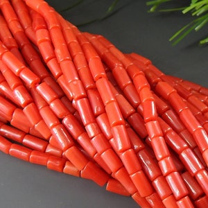 Natural Red Coral Smooth Tubes,Drum,Cylinder,Loose Beads,Necklace,For Making Jewelry,16&quot;Inch Strand,Wholesaler,Supplies BK(CR2)