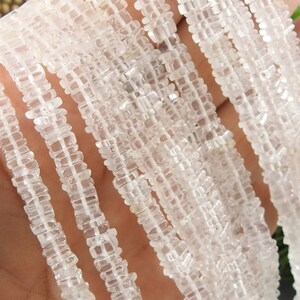 Natural Clear Crystal Quartz 16 Inch Strand Smooth Heishi Square Shape Beads 5 MM Approx Wholesale Price New Arrival BSJ(H1)