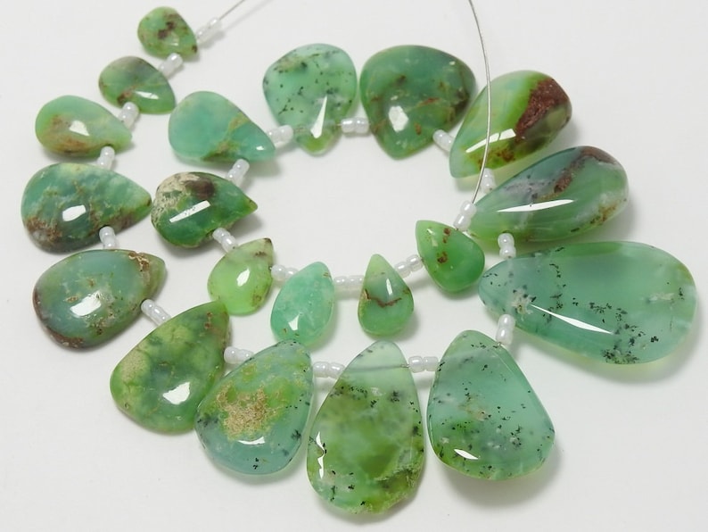 CHRYSOPRASE 1.Strand 20 Pieces Smooth Drops Shape Briolettes 30X23 To 11X8 MM Approx 100/% Natural Nice Quality Discounted Price New Arrival