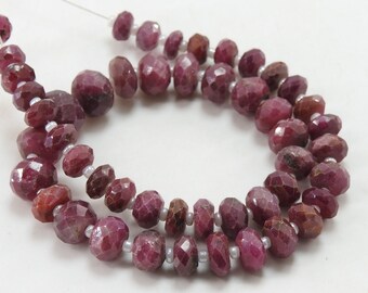 Ruby Faceted Roundel Beads/For Making Jewelry/10X6 MM Approx/12Inches Strand/100%Natural/WM